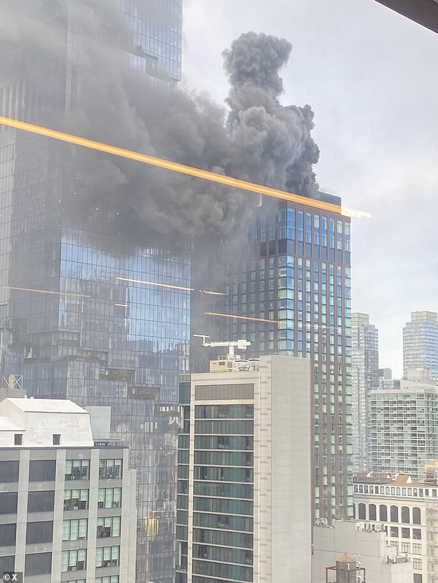 The fire was spotted from the roof of The Set, a luxury apartment complex in the Hudson Yards neighborhood