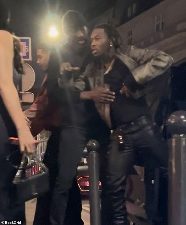 The Migos star, 32, who pocketed a huge sum for a brief appearance at a kebab shop in the city, was filmed chatting to a group of people as he left a hotel, after spending time with the French rapper Gazo.