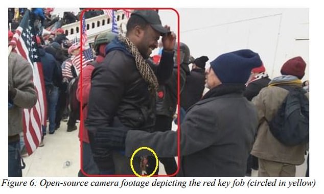 Williams was photographed outside the U.S. Capitol all day on January 6