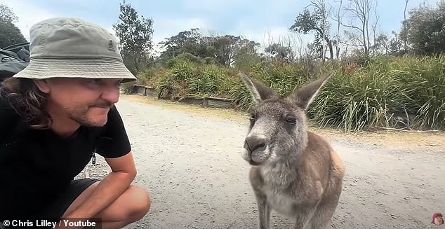 A recent video released this week shows the iconic comedian documenting close encounters with kangaroos.