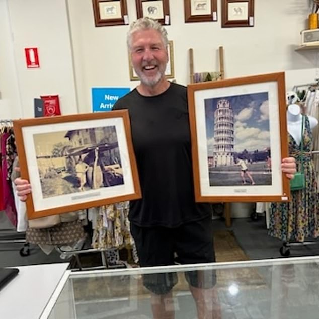 The two photos were taken in Italy when he and his wife were backpacking a year before they got married, but they got lost while moving house.