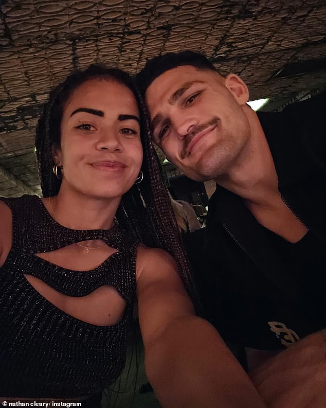 Fowler's post came as her boyfriend Nathan Cleary (pictured together) celebrated his 26th birthday on the other side of the world from her.