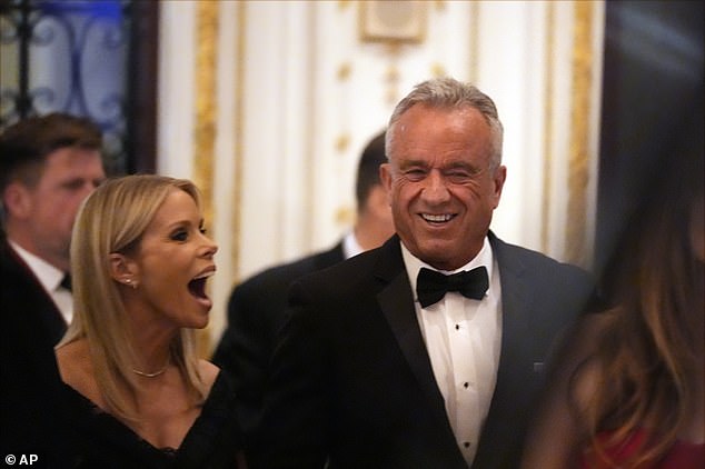 There was also Robert F. Kennedy, seen at Mar-a-Lago with his wife and actress Cheryl Hines, who has apparently patched things up with the health and human services nominee after rumors of a 'digital affair' with journalist Olivia Nuzzi.