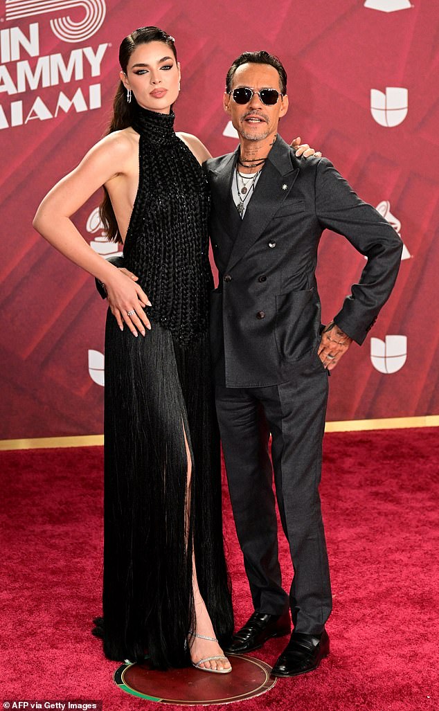 Marc Anthony, 56, arrived with his wife Nadia Ferreira, 25, on his arm as they coordinated black looks.