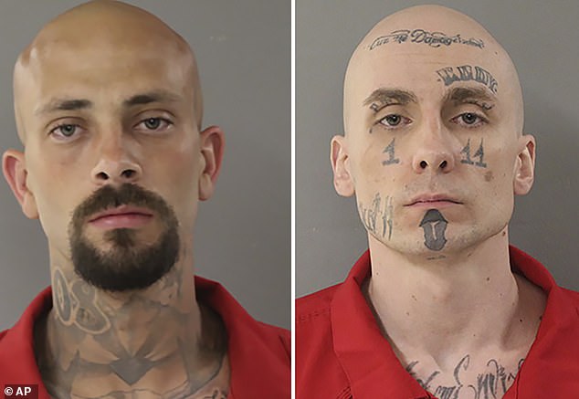 Umphenour (left) had previously pleaded guilty to aiding and abetting escape and aggravated assault and battery on law enforcement officers when he helped Skylar Meade escape