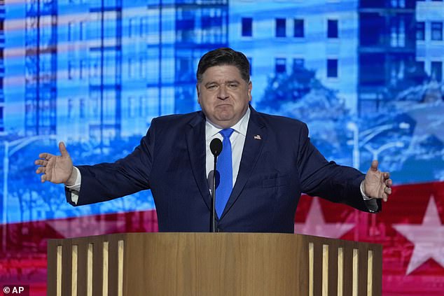 On Wednesday, Griffin called Illinois Governor JB Pritzker, seen here on stage during the second night of the Democratic National Convention, held this year in Chicago.