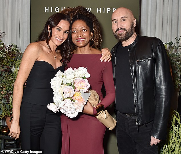 Meghan, Duchess of Sussex, Kadi Lee and Serge Normant at the Highbrow Hippie launch party held at Gjelina on November 14