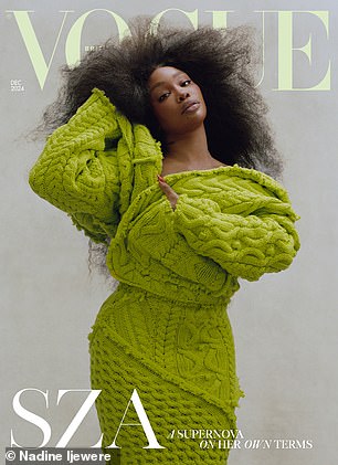 See the full article in Tuesday's December issue of British Vogue (pictured: cover star SZA)