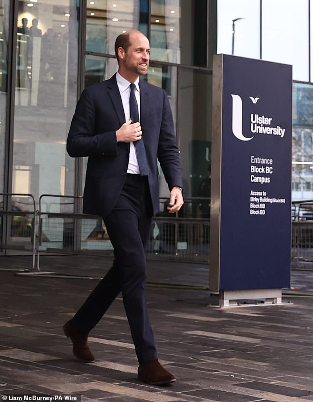 Prince William faced jeers and jeers as he left Ulster University's Belfast City Central Campus after a visit this afternoon.