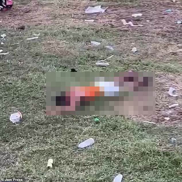 In the photo: The bullfighter's body was abandoned in the middle of the field after the horrific incident.