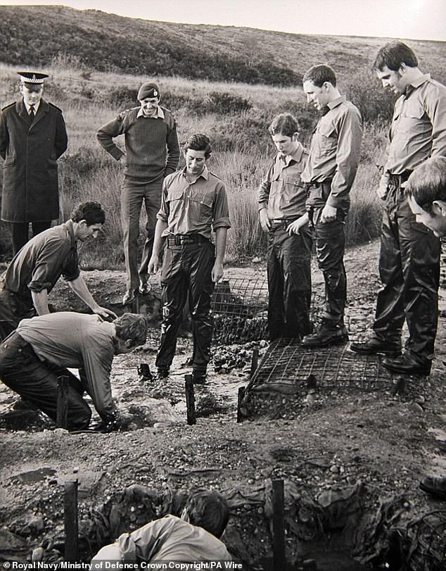 King Charles III (fourth right), then Prince of Wales, during a training session 