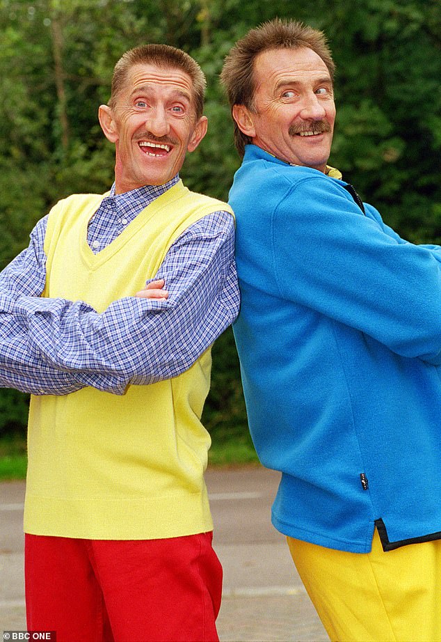 Chucklevision, and with its famous catchphrase 'for me, for you' aired from 1987 to 2009 and was named BBC's best children's TV program in 2019 (pictured together in 1995).