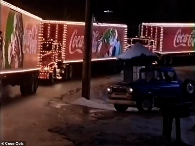 Coca-Cola's much-loved 'Holidays are Coming' ad shows the soft drink giant's red delivery trucks decked out in lights making festive deliveries across a snowy landscape. In the photo, a shot of the original from 1995.