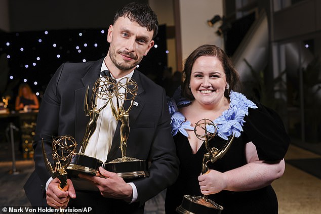 Richard Gadd won Emmy Awards for writing, acting and outstanding miniseries. He appears alongside his co-star Jessica Gunning, who plays Martha.