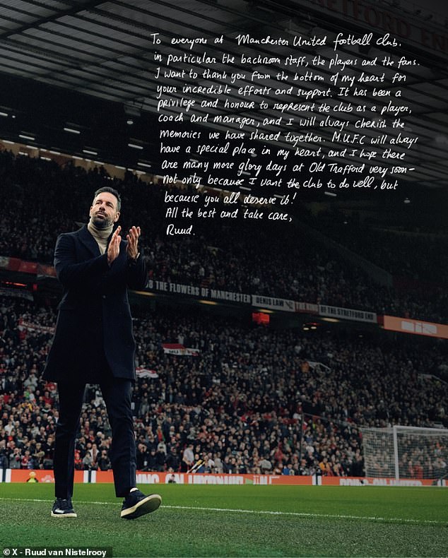 Van Nistelrooy shared the heartfelt statement about X as he prepares for his next move in the game.