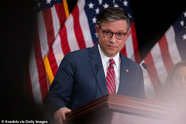 Speaker of the House of Representatives Mike Johnson (R-LA) speaks at a press conference following the elections for leadership positions within the House Republican Caucus in Washington, DC on November 13, 2024