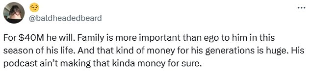 However, some thought he would accept a scripted fight to increase his bank balance.