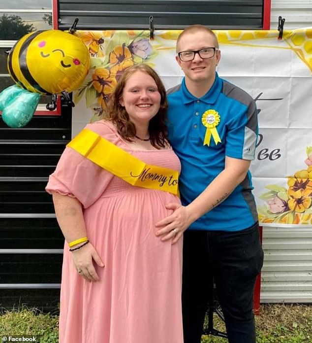 Katelyn Yates (seen during her pregnancy) went to the emergency room in early April after a sore throat wouldn't go away and doctors performed a routine pregnancy test.