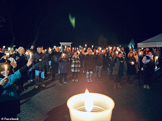 People gather not only at the vigil, but also in front of the courthouse as Rivard-Gagnon holds his hearing.