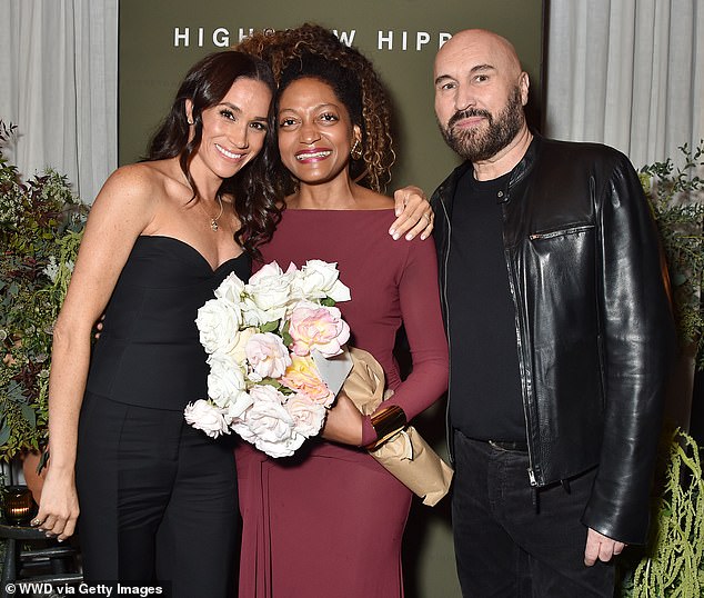 Meghan, Duchess of Sussex, Kadi Lee and Serge Normant at the Highbrow Hippie launch party held at Gjelina on November 14