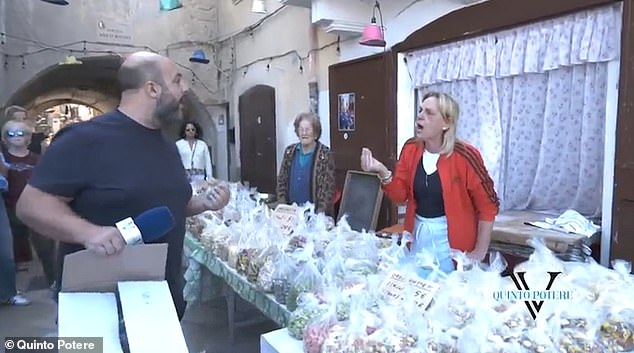 A woman left the house behind the stall and came to the defense of her elderly relative