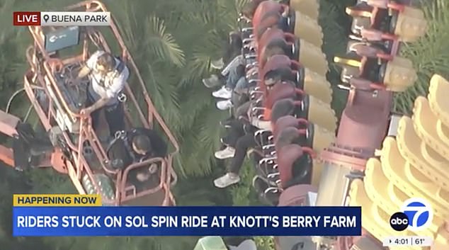 A total of 22 riders were stuck on Sol Spin