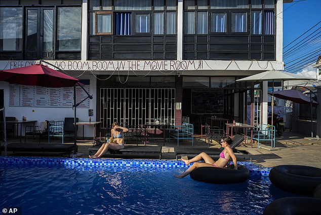 The girls were staying at Nana Backpackers Hostel (pictured) in Laos, where they had been drinking in the hostel bar the night before falling ill on November 12.