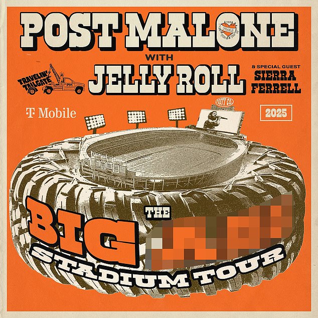 The singer, 29, has revealed the dates for his upcoming 'Big A** Stadium Tour' with Jelly Roll, which kicks off during the festival season in the prominent city of Indio, California.