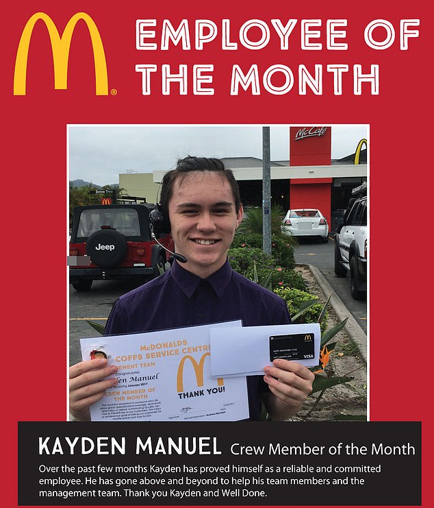 Manuel was awarded 'Crew of the Month' at that McDonalds in 2017