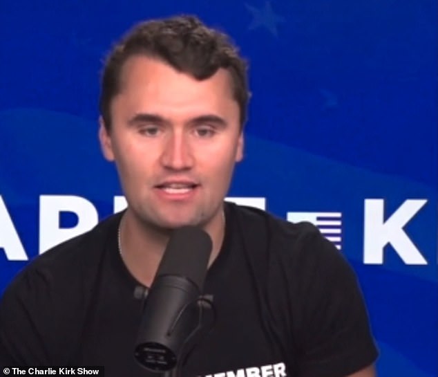 Trump Jr. made the comment while speaking with Charlie Kirk (pictured) on his show Real America's Voice.