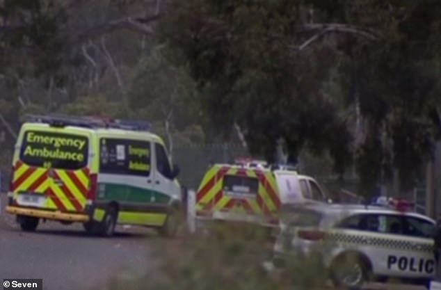 Henry Shepherdson threw him and his daughter from the Whispering Wall at the Barossa Reservoir in 2021. Pictured are emergency services at the scene.