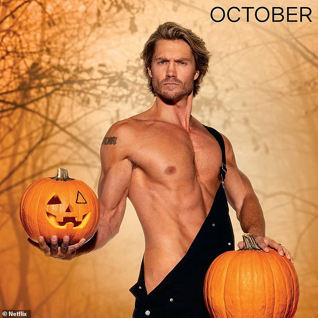 In October, Chad shows off his sexy Halloween costume with a Jack-o'-lantern.