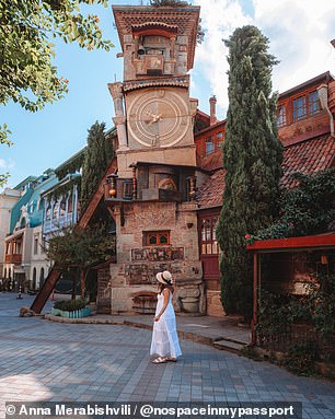 Anna outside the Gabriadze Theater in Tbilisi