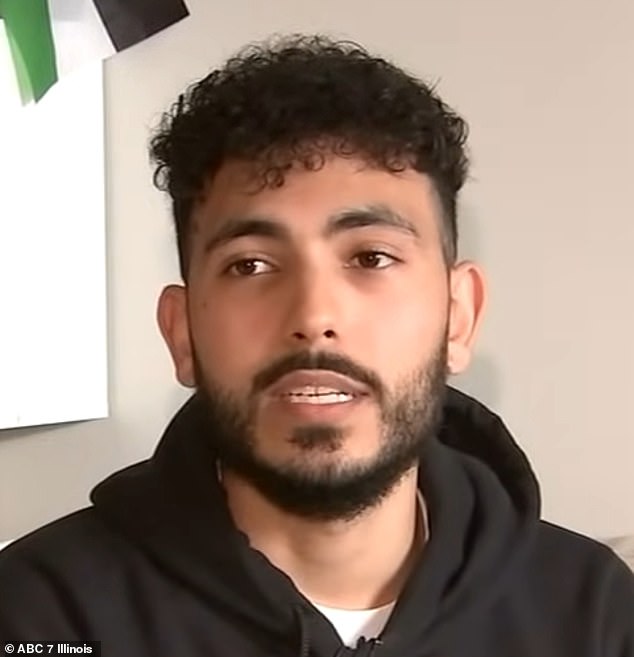 Szustakiewicz allegedly attacked Waseem Zahran (pictured) on Saturday for wearing a Palestine sweatshirt at the fast-casual restaurant