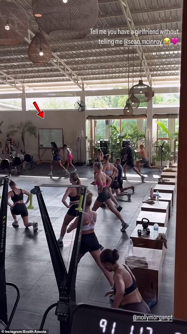 Braith filmed a video of a large gym floor populated by a crowd of fit women.