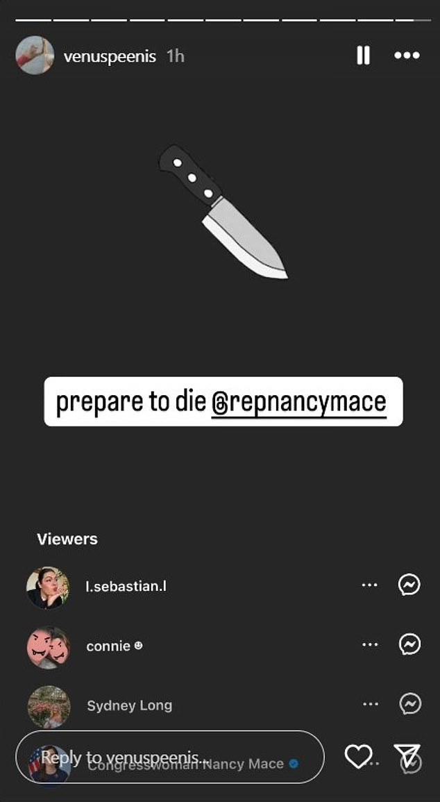 Screenshots from the now-deleted Instagram account showed the user telling Mace to 