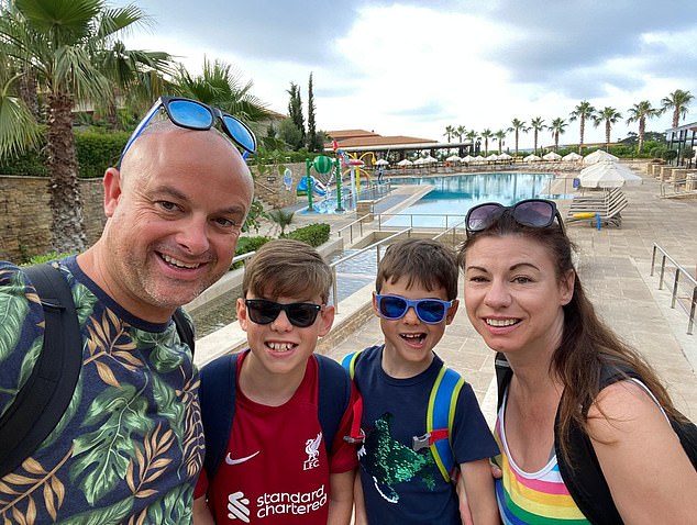 Karen with her husband Nick and their two children aged 12 and eight.