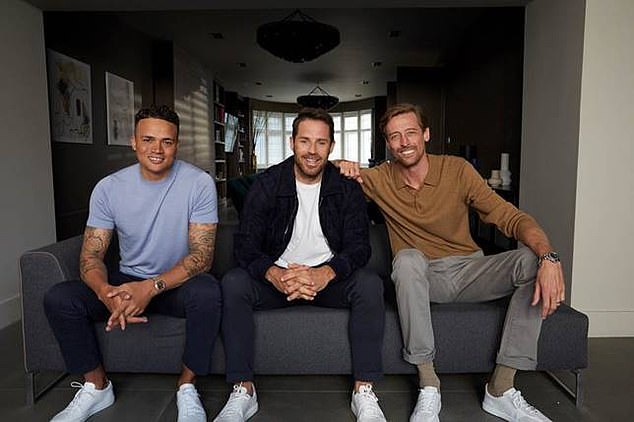 Jermaine Jenas (left) photographed for the L'Oreal Wing Men campaign with Jamie Redknapp and Peter Crouch