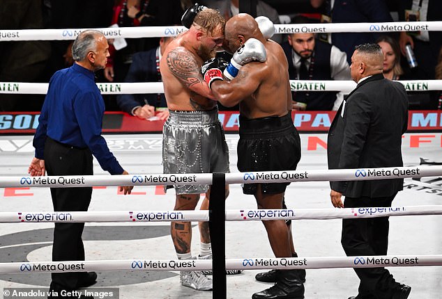 At the end of the match, Tyson was hugged by Paul and the two briefly exchanged thoughts