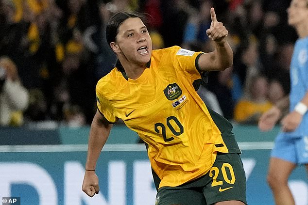 Now the Matildas coach has revealed the superstar striker should be fit and raring to go in January, a welcome boost for the 31-year-old (pictured playing for Australia).