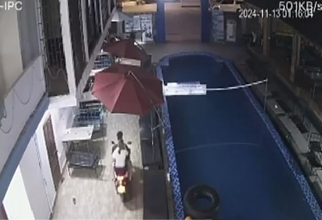 CCTV footage from inside the villa showed the girls being transported to hospital one by one on the back of a motorbike after they were unable to leave their shared room for 24 hours.