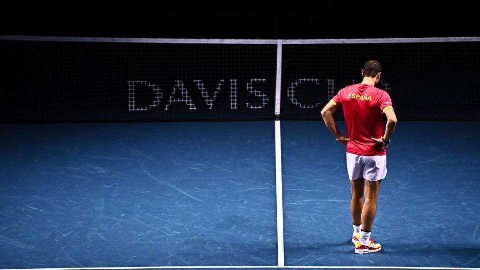 Rafael Nadal is on the court after retiring from tennis