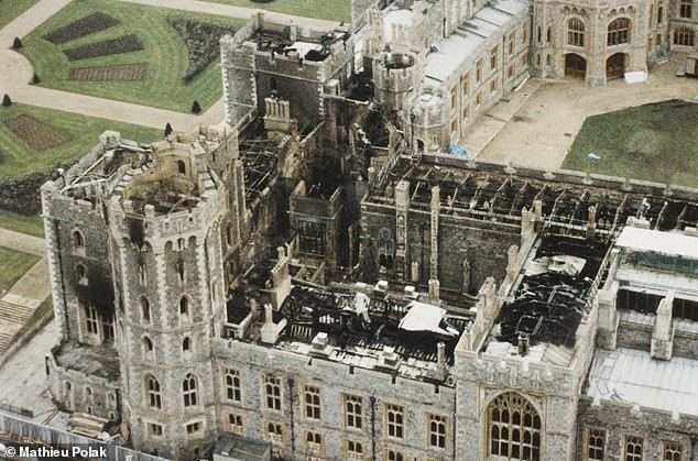 The fire destroyed 115 rooms in the castle, including nine official cabins.