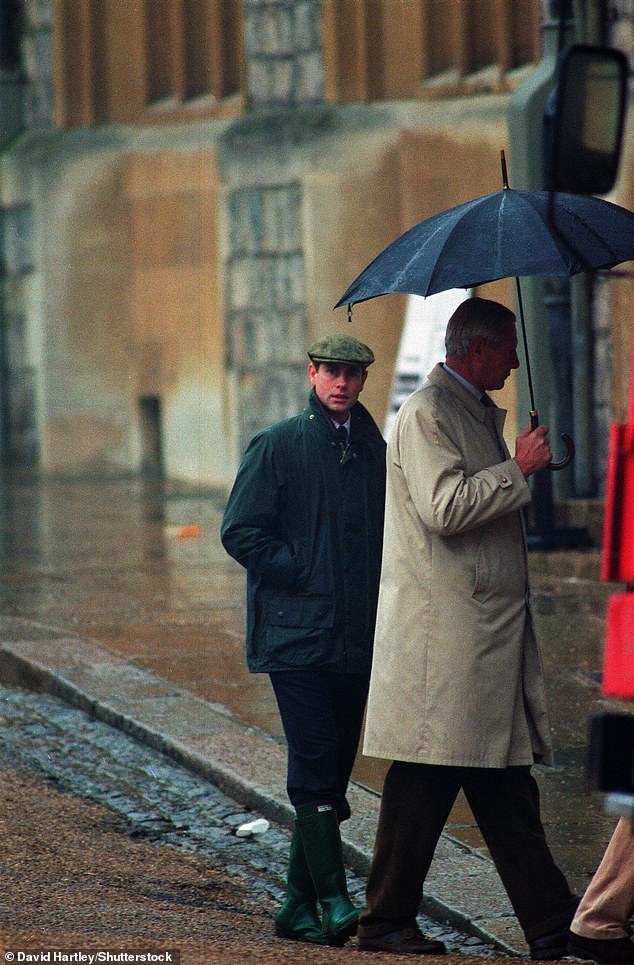 Prince Edward arrives to inspect the fire damage at Windsor Castle.