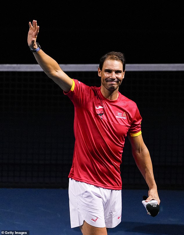 Emotional: The 38-year-old tennis legend, who announced he was retiring earlier this year, was greeted with a standing ovation as he said goodbye to a stellar career.