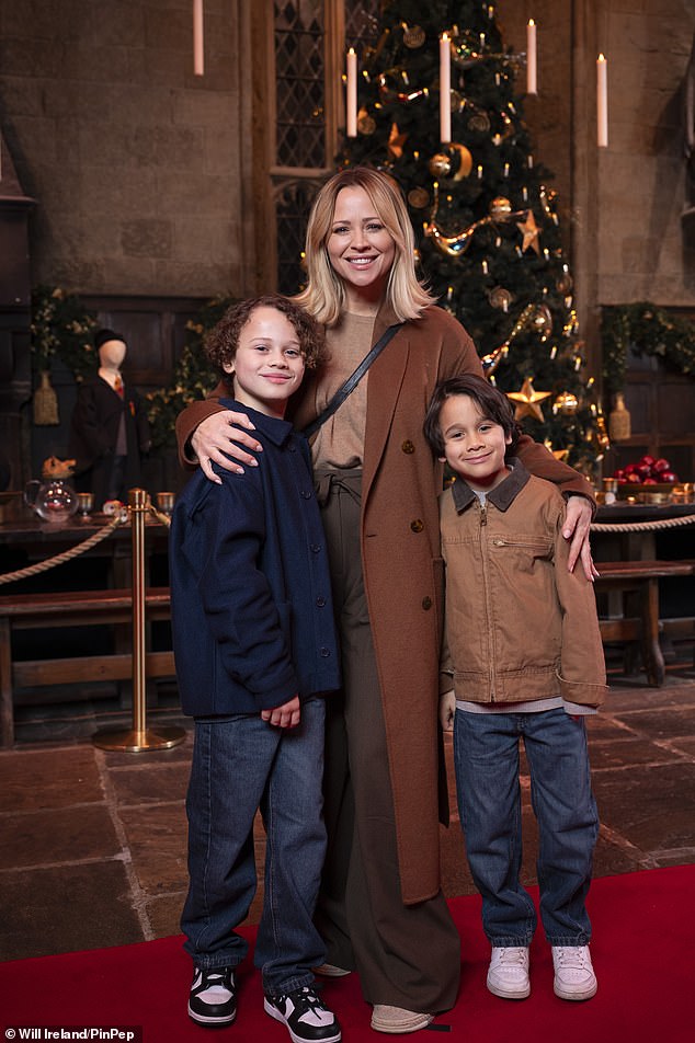 Kimberley Walsh and her children immersed themselves in the magic and watched a demonstration of the animatronic head of fan-favorite character Hagrid.