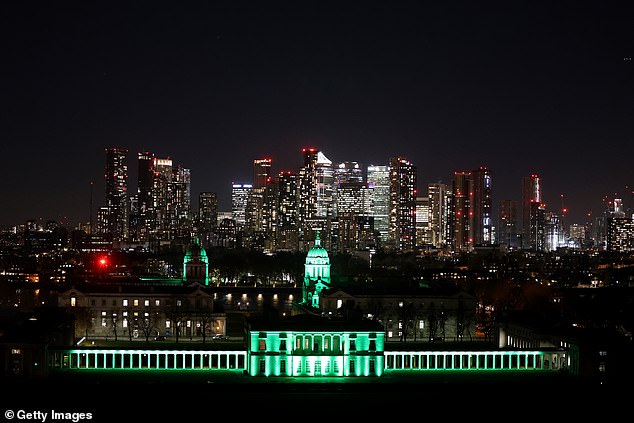 Greenwich Observatory lit up green to promote the film