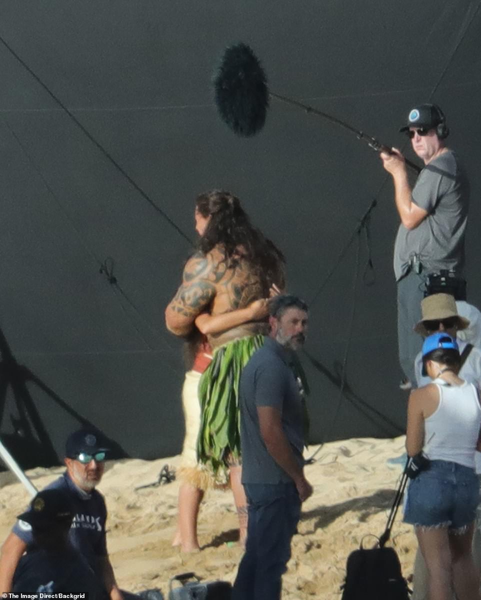 He was seen sharing a hug with co-star Catherine as they filmed an emotional scene