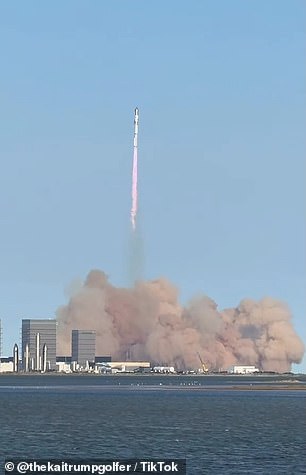 She turned the camera around to show the SpaceX launch as it soared into the sky over Texas