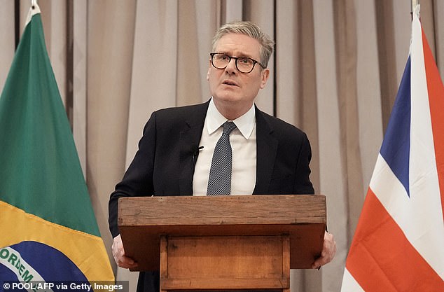 Prime Minister Keir Starmer speaks during a news conference on the sidelines of the G20 summit in Rio de Janeiro, Brazil, Nov. 19.